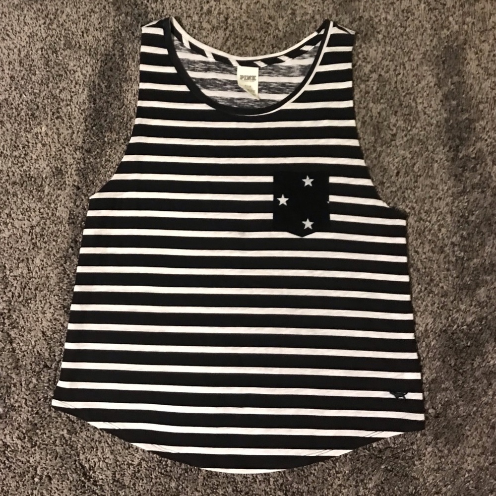 Victoria’s Secret black and white tank top.